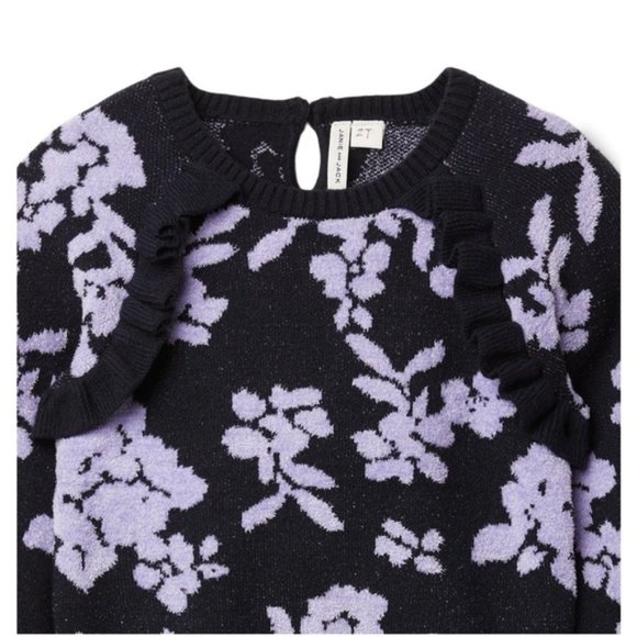 Janie and Jack FLORAL BOUCLE SWEATER Dark Marine Floral - Picture 3 of 9